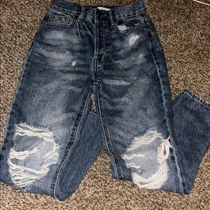 Girls Distressed Blue Jeans
